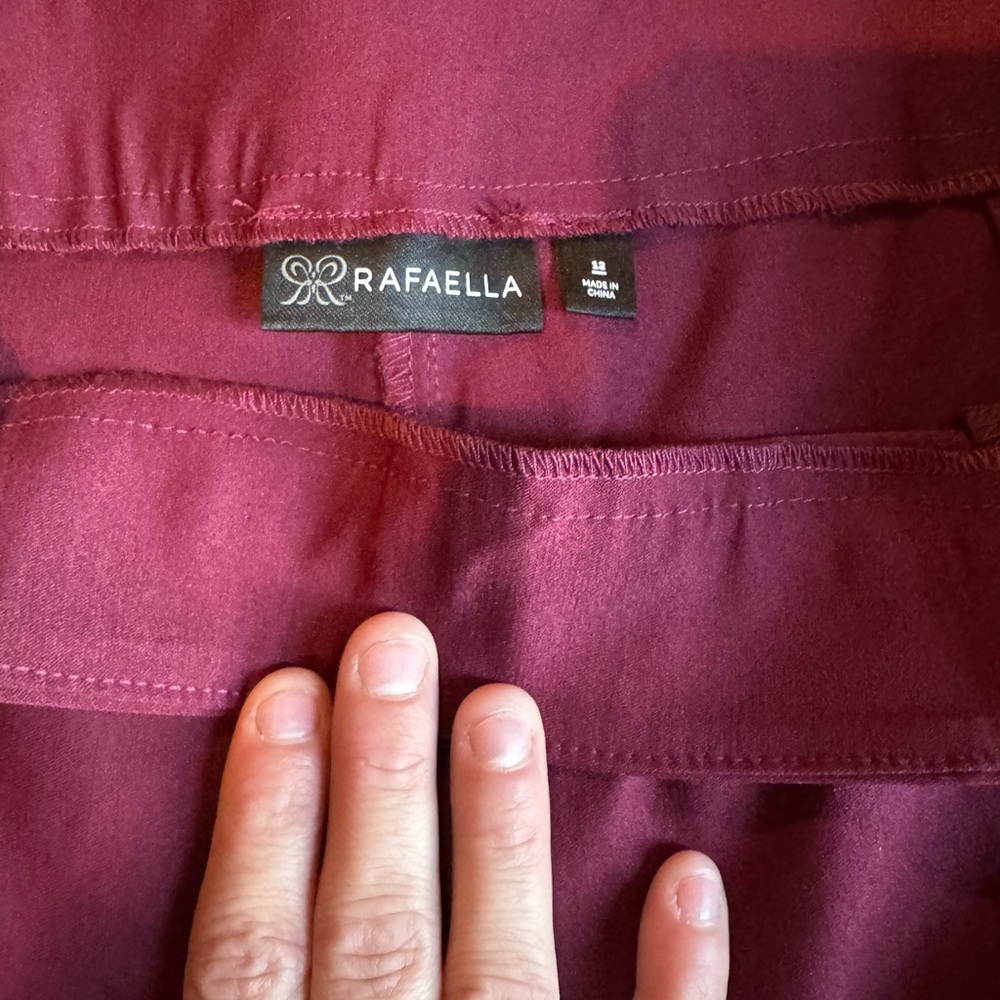 Rafaella Women's Deep Red Straight Leg Pants - Picture 2 of 4